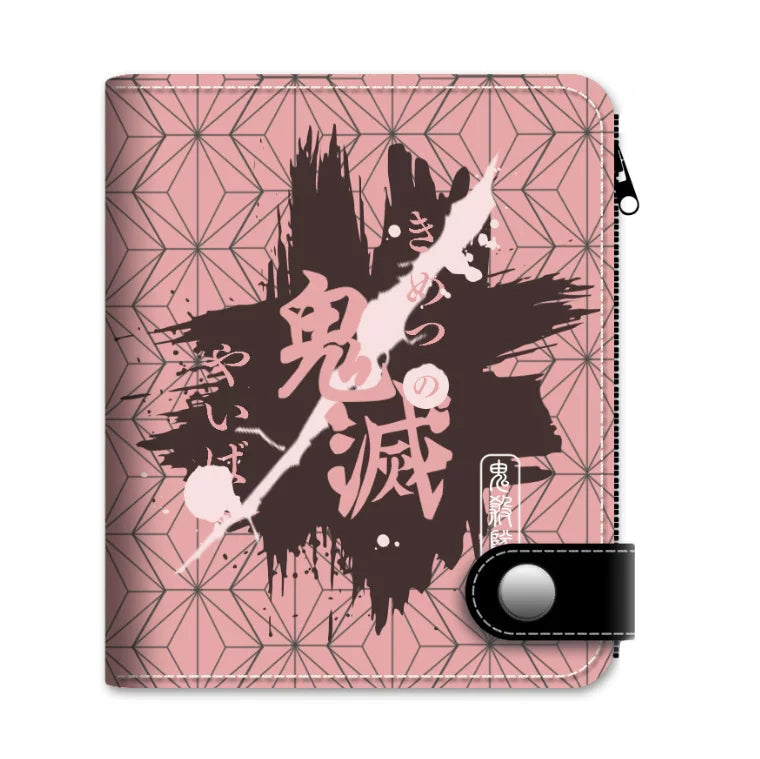 Demon Slayer Tanjiro Nezuko Anime Wallet, PU Leather Short Bifold Wallet for Fans