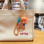 One Piece Luffy Zoro Cute 3D PVC Keychain, Anime Figure Key Ring with Braided Lanyard Pendant