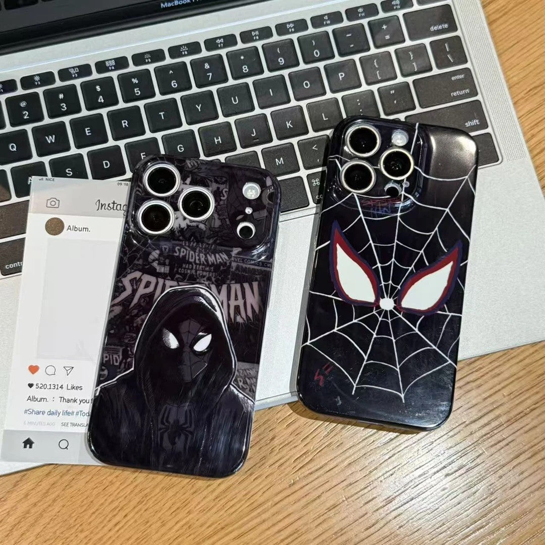 Marvel Spider‑Man Phone Case, Cool Spider Web Eyes Comic Print Glossy Hard Cover, Shockproof Protective Phone Case For iPhone, Stylish Anime Character Pattern Case For Men Women Multiple Design Options