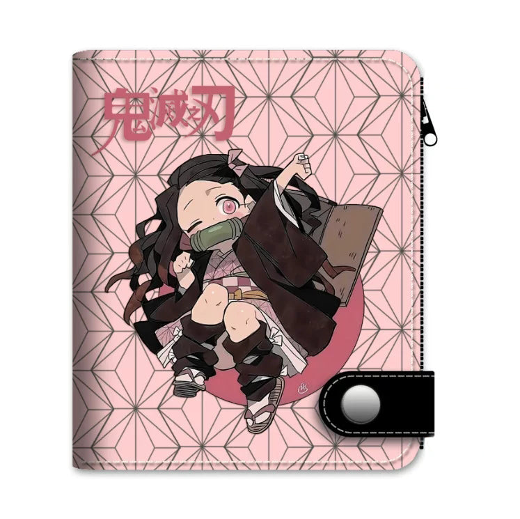 Demon Slayer Tanjiro Nezuko Anime Wallet, PU Leather Short Bifold Wallet for Fans