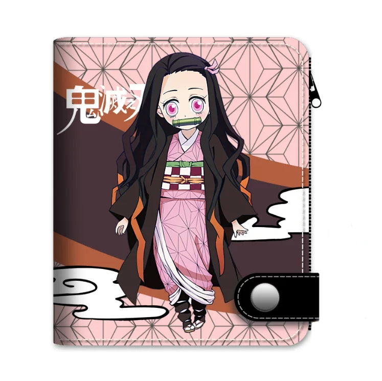 Demon Slayer Tanjiro Nezuko Anime Wallet, PU Leather Short Bifold Wallet for Fans