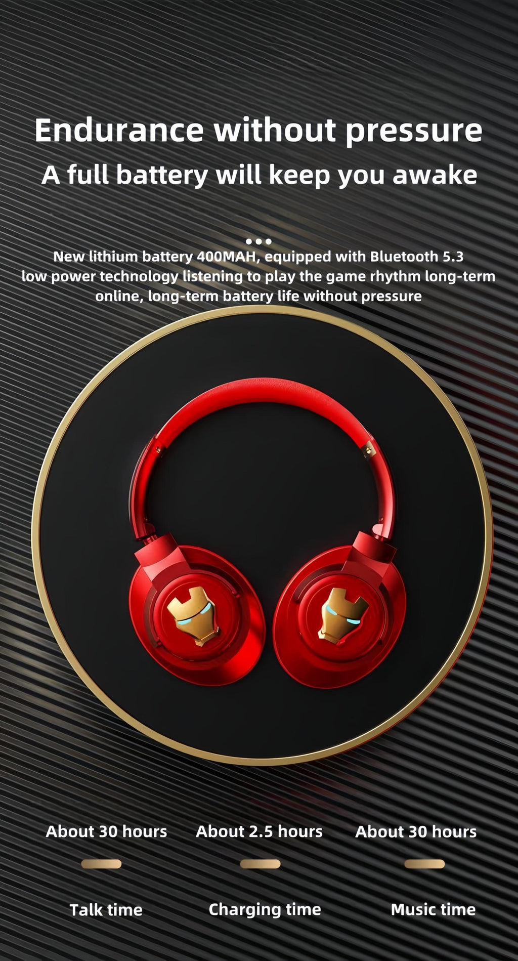 Marvel Iron Man Captain America Over‑Ear Bluetooth Gaming Headphones, Low Latency Headset with Detachable Mic