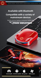 Marvel Iron Man Captain America TWS Wireless Gaming Earbuds, Sports Car LED Light Bluetooth 5.3 Headphones