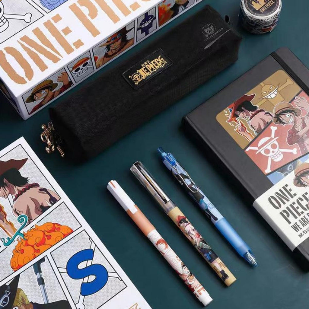 One Piece Monkey D Luffy Sabo Deluxe Stationery Kit, Hardcover Journal Gel Pen Anime Gift Box for Students