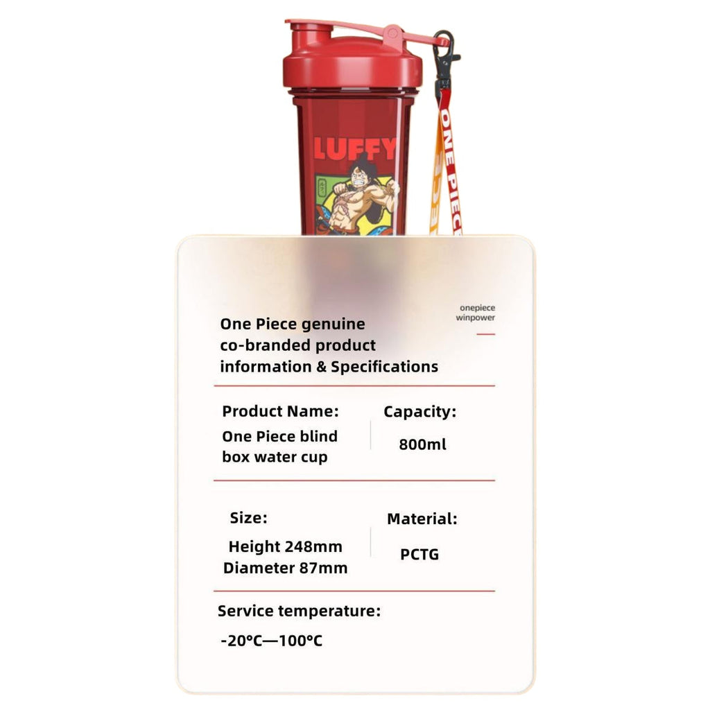 One Piece Luffy Zoro Blind Box Shaker Bottle, 800ml Anime Protein Water Cup