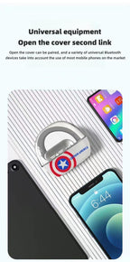 Marvel Iron Man Captain America Open-Ear Wireless Earbuds, Avengers Bluetooth 5.3 Air Conduction Headphones