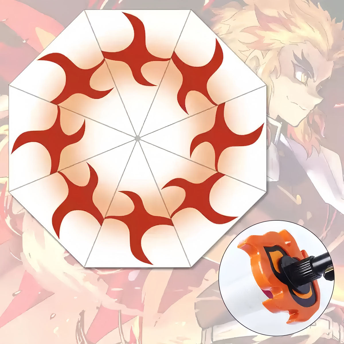 Demon Slayer Tanjiro Zenitsu Shinobu Katana Sword Handle Umbrella, Anime Pattern Windproof Straight Rain Sun Umbrella