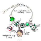 Demon Slayer Kamado Tanjiro Beaded Charm Bracelet, Adjustable Anime Chain