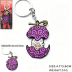 One Piece Luffy Zoro Sliding Devil Fruit Necklace & Keychain, Adjustable Metal Pendant for Fans
