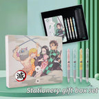 Demon Slayer Tanjiro Nezuko Stationery Gift Set, Anime Hardcover Notebook Gel Pen Pencil Case School Supplies Box