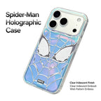 Marvel Spider-Man Holographic Iridescent Spider Web Phone Case, TPU+PC Shockproof Slim Cover Color Shift Blue Purple Gradient Design Precise Camera Cutout Protective Shell
