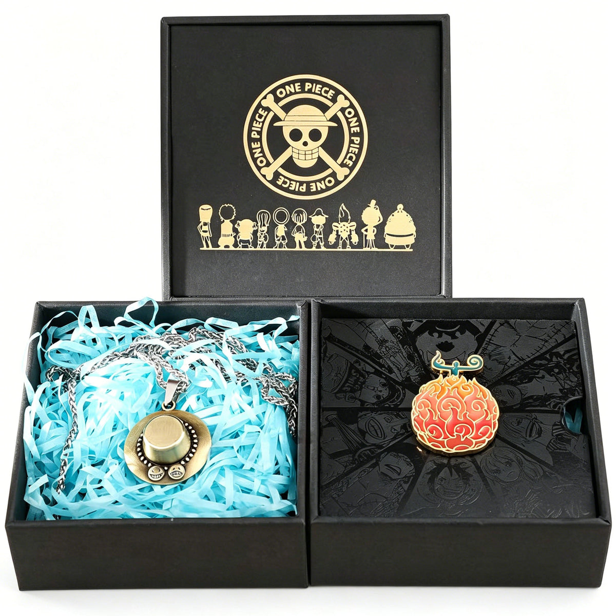 One Piece Necklace & Devil Fruit Enamel Pin Set | Anime Jewelry Gift Box