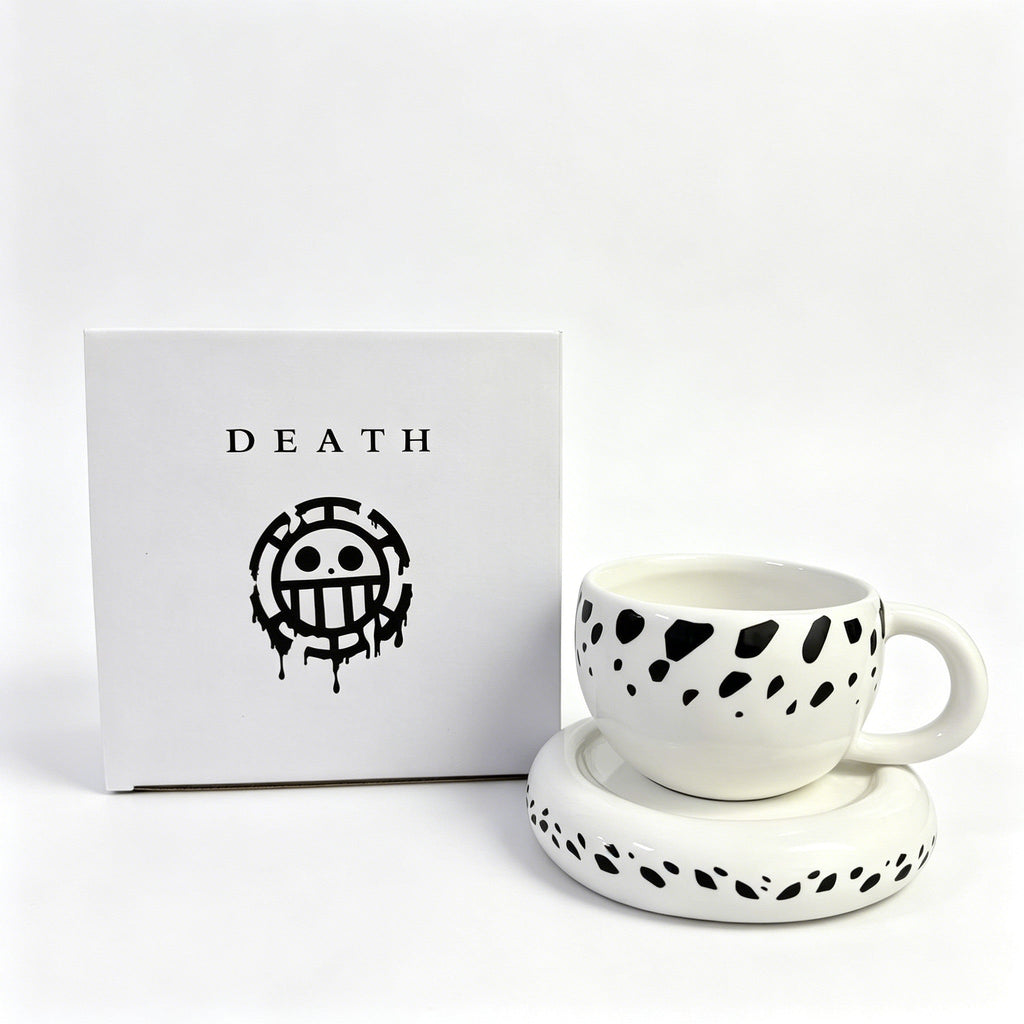 One Piece Trafalgar Law Hat Shaped Ceramic Mug, Anime Coffee Cup with Saucer
