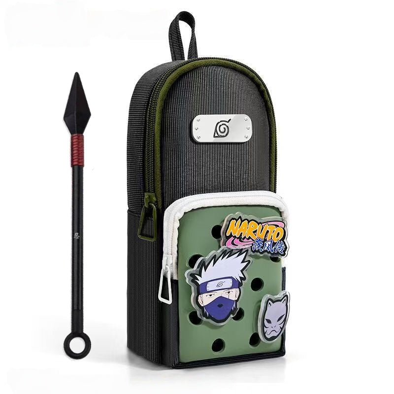 Naruto Kakashi Pencil Case Set, Anime Large Capacity Pencil Bag with Kunai Pen