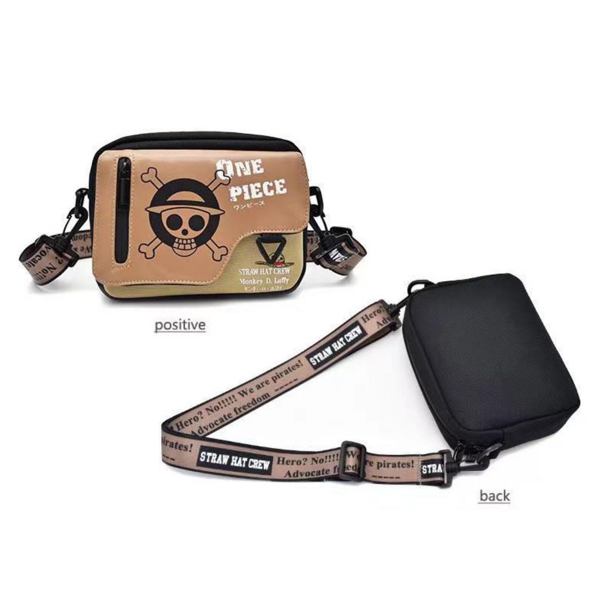 One Piece Monkey D. Luffy Skull Crossbody Bag, Anime Straw Hat Pirate Sling Bag