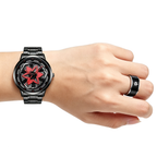 Naruto Sasuke Itachi Rotating Sharingan Watch Ring Set, Anime 360° Spinning Dial Stainless Steel Wrist Watch for Men