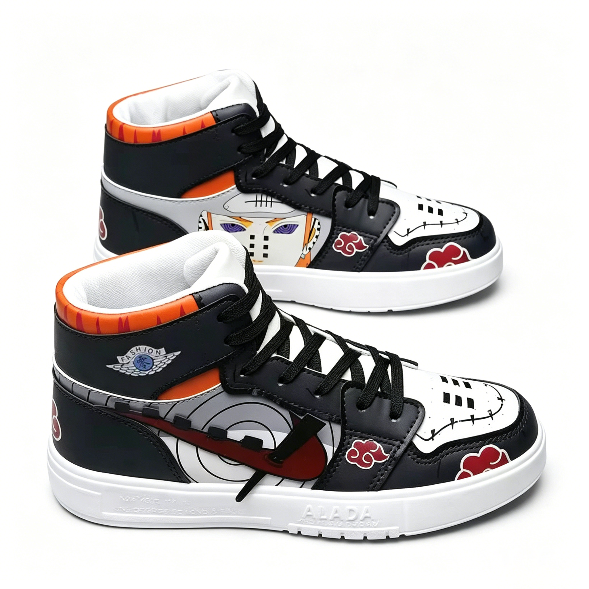 Naruto Pain Yahiko Anime High Top Sneakers, Akatsuki Graphic Casual Streetwear Shoes