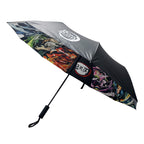 Demon Slayer Tanjiro Nezuko Automatic Folding Umbrella, Anime Hashira Print Black Coated Sun Rain Portable Umbrella