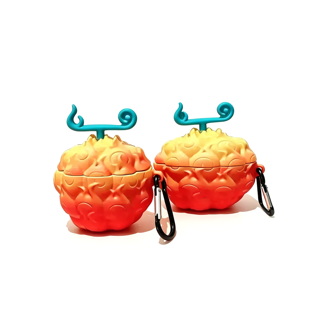 One Piece Luffy Ace Devil Fruit AirPods Case, 3D Silicone Earbuds Protective Cover with Keychain