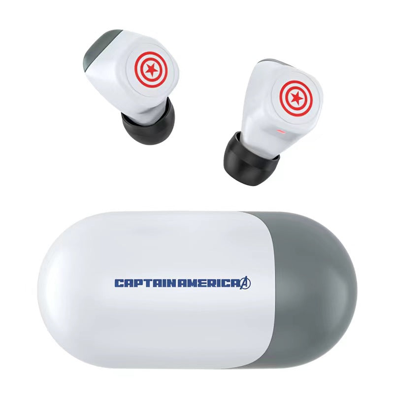 Marvel Iron Man Captain America TWS Earbuds, Avengers Bluetooth 5.3 Wireless Gaming Headphones