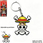 One Piece Luffy Zoro Sliding Devil Fruit Necklace & Keychain, Adjustable Metal Pendant for Fans
