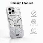 Marvel Spider-Man 3D Electroplated Spider Web Phone Case, Anti-Fingerprint Mirror Finish Protective Cover Precise Camera Cutout Shockproof Cell Phone Case for iPhone