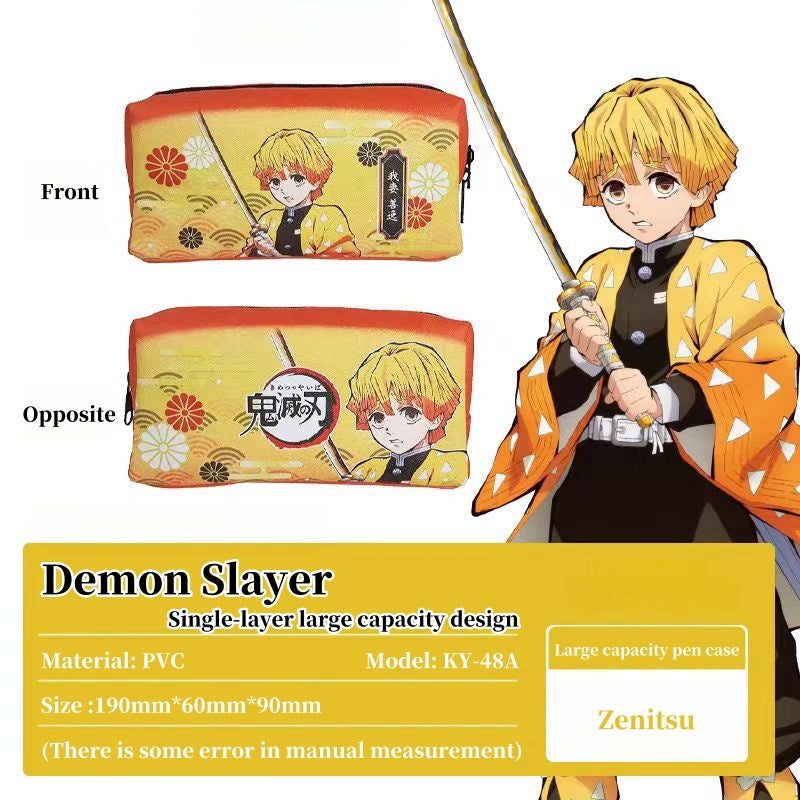 Demon Slayer Tanjiro Nezuko Anime Pencil Case, Large Capacity PVC Pen Bag for Students
