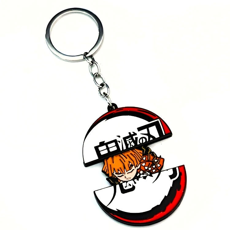 Demon Slayer Tanjiro Nezuko Pull‑Out Keychain, Cute Retractable Split Design Anime Character Metal Key Ring