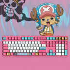 One Piece Chopper Luffy Mechanical Keyboard, 108‑Key PBT Anime Pink Gaming Keyboard with Custom Keycaps