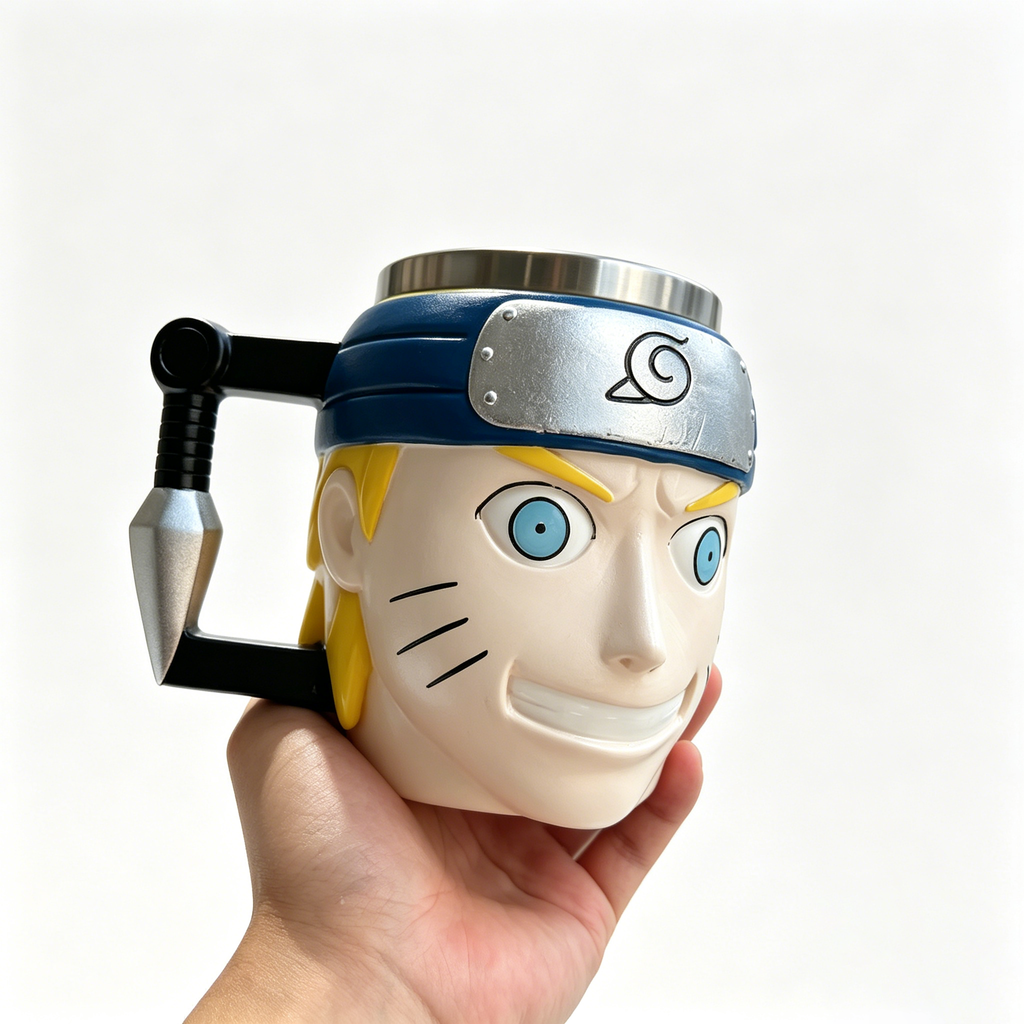 Naruto Shippuden Character 3D Sculpted Mug, Stainless Steel Lined Anime Coffee Cup, Collectible Anime Drinkware for Fan