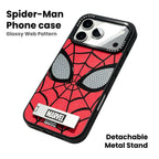 Marvel Spider-Man Web Face Print Phone Case With Built-in Metal Kickstand Slim Shockproof Soft Bumper Precise Cutout Anti-Scratch Protective Cover For iPhone Series