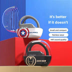 Marvel Iron Man Captain America Open-Ear Wireless Earbuds, Avengers Bluetooth 5.3 Air Conduction Headphones