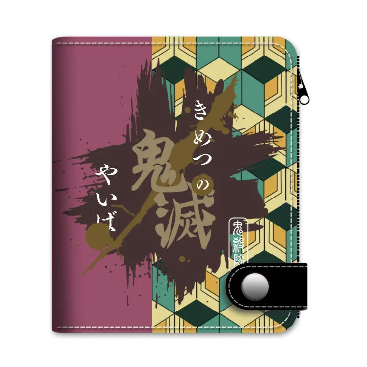 Demon Slayer Tanjiro Nezuko Anime Wallet, PU Leather Short Bifold Wallet for Fans