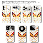 Marvel Spider‑Man Cartoon Web Graphic iPhone Phone Case, 3‑In‑1 Removable Electroplated Lens Frame Protective Phone Cover, Airbag Anti‑Drop Shockproof Phone Shell, 3 Lens Style Options Available