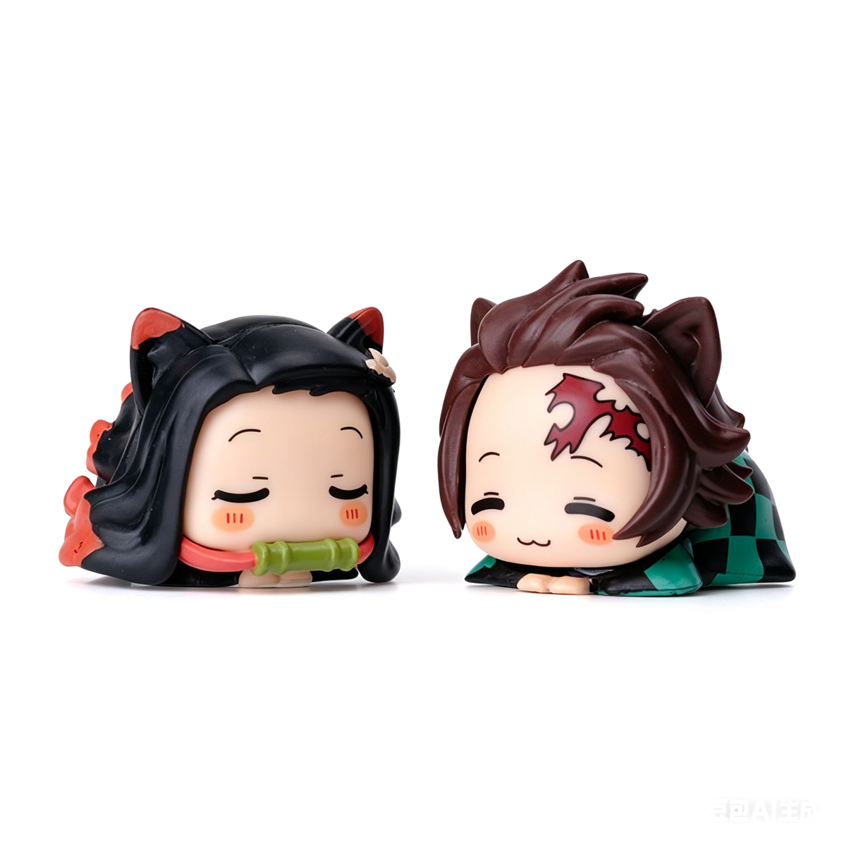 Demon Slayer Nezuko Tanjiro Cat Ear Chibi Figures, 6pcs Anime Sleeping Figurine Set
