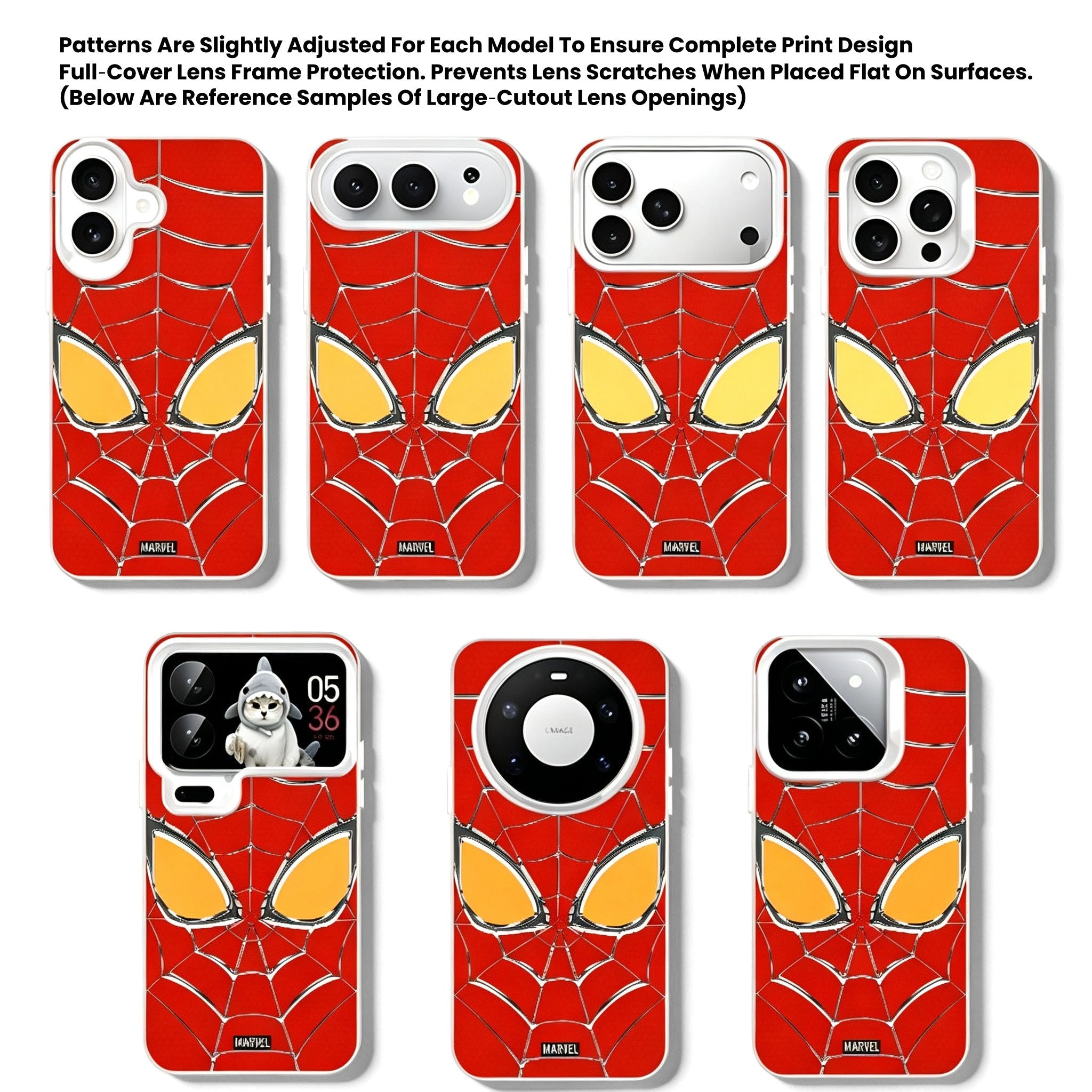 Marvel Spider‑Man Phone Case, 3‑In‑1 Removable Camera Lens Protector Cover, Four‑Corner Airbag Shockproof TPU Bumper, Spider Web Pattern Clear Protective Shell For Multiple Smartphone Models, Anti‑Drop Daily Use Mobile Phone Case