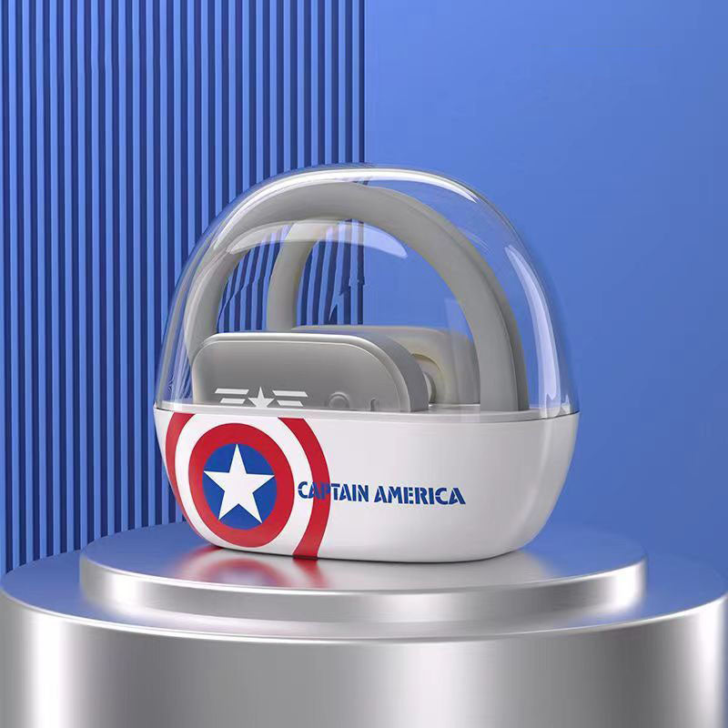 Marvel Iron Man Captain America Open-Ear Wireless Earbuds, Avengers Bluetooth 5.3 Air Conduction Headphones