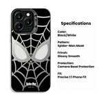 Marvel Spider-Man Mask Web Pattern Phone Case 2 Colors Glossy Anti-Fingerprint Camera Protective Slim Shockproof Comfort Grip Protective Cover For iPhone Series