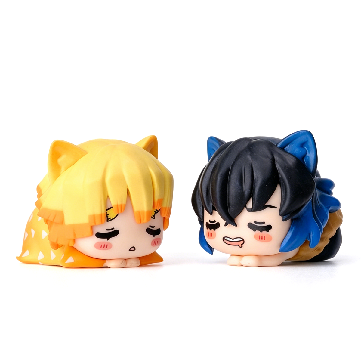 Demon Slayer Nezuko Tanjiro Cat Ear Chibi Figures, 6pcs Anime Sleeping Figurine Set