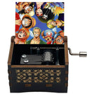 One Piece Luffy Brook Hand Crank Wooden Music Box, Plays Bink's Sake Anime Engraved Musical Gift Box