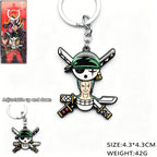 One Piece Luffy Zoro Sliding Devil Fruit Necklace & Keychain, Adjustable Metal Pendant for Fans