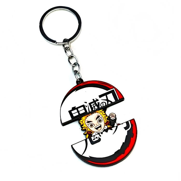 Demon Slayer Tanjiro Nezuko Pull‑Out Keychain, Cute Retractable Split Design Anime Character Metal Key Ring