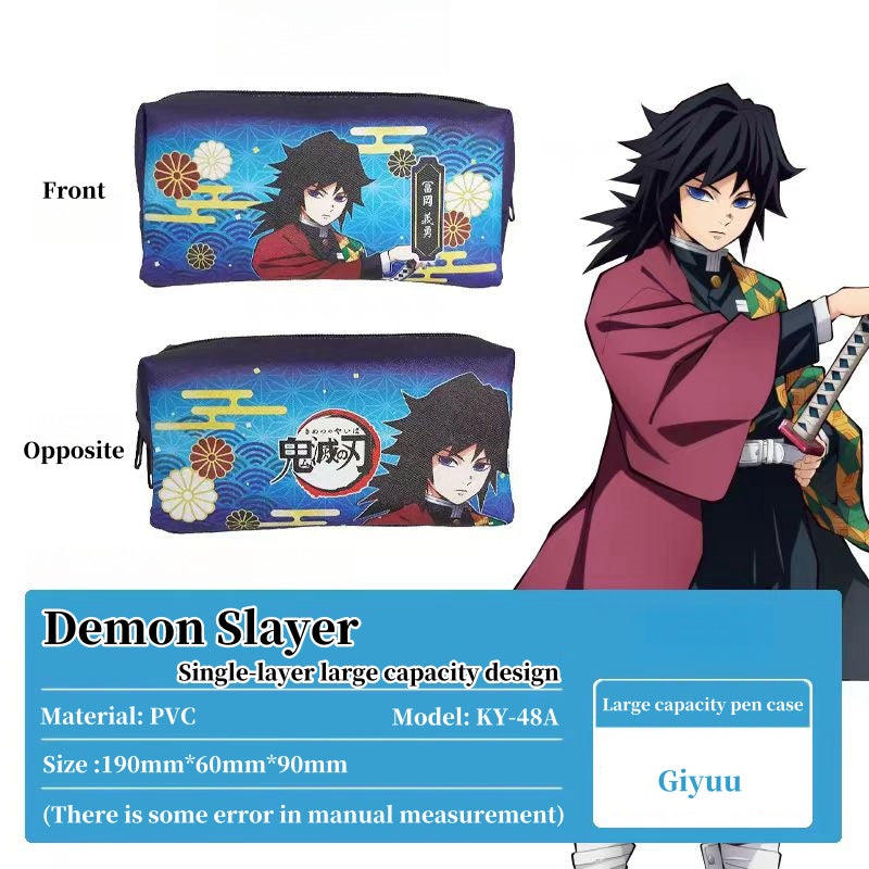 Demon Slayer Tanjiro Nezuko Anime Pencil Case, Large Capacity PVC Pen Bag for Students