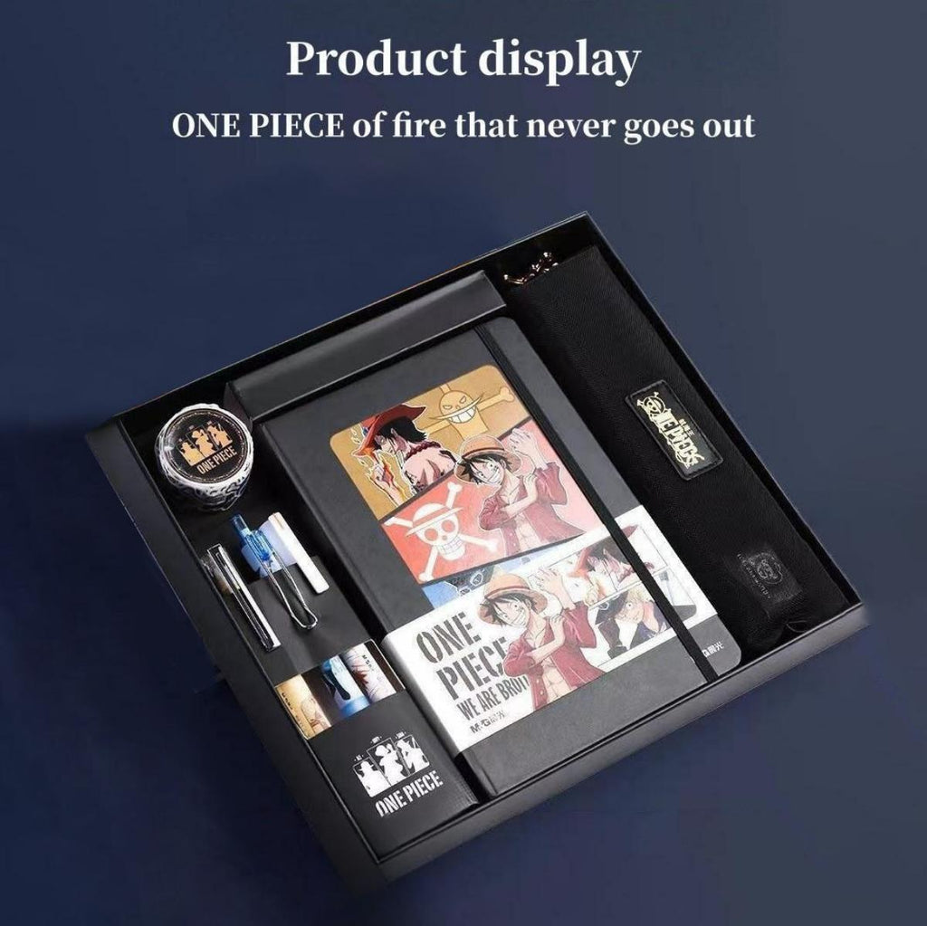 One Piece Monkey D Luffy Sabo Deluxe Stationery Kit, Hardcover Journal Gel Pen Anime Gift Box for Students