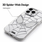 Marvel Spider-Man 3D Electroplated Spider Web Phone Case, Anti-Fingerprint Mirror Finish Protective Cover Precise Camera Cutout Shockproof Cell Phone Case for iPhone