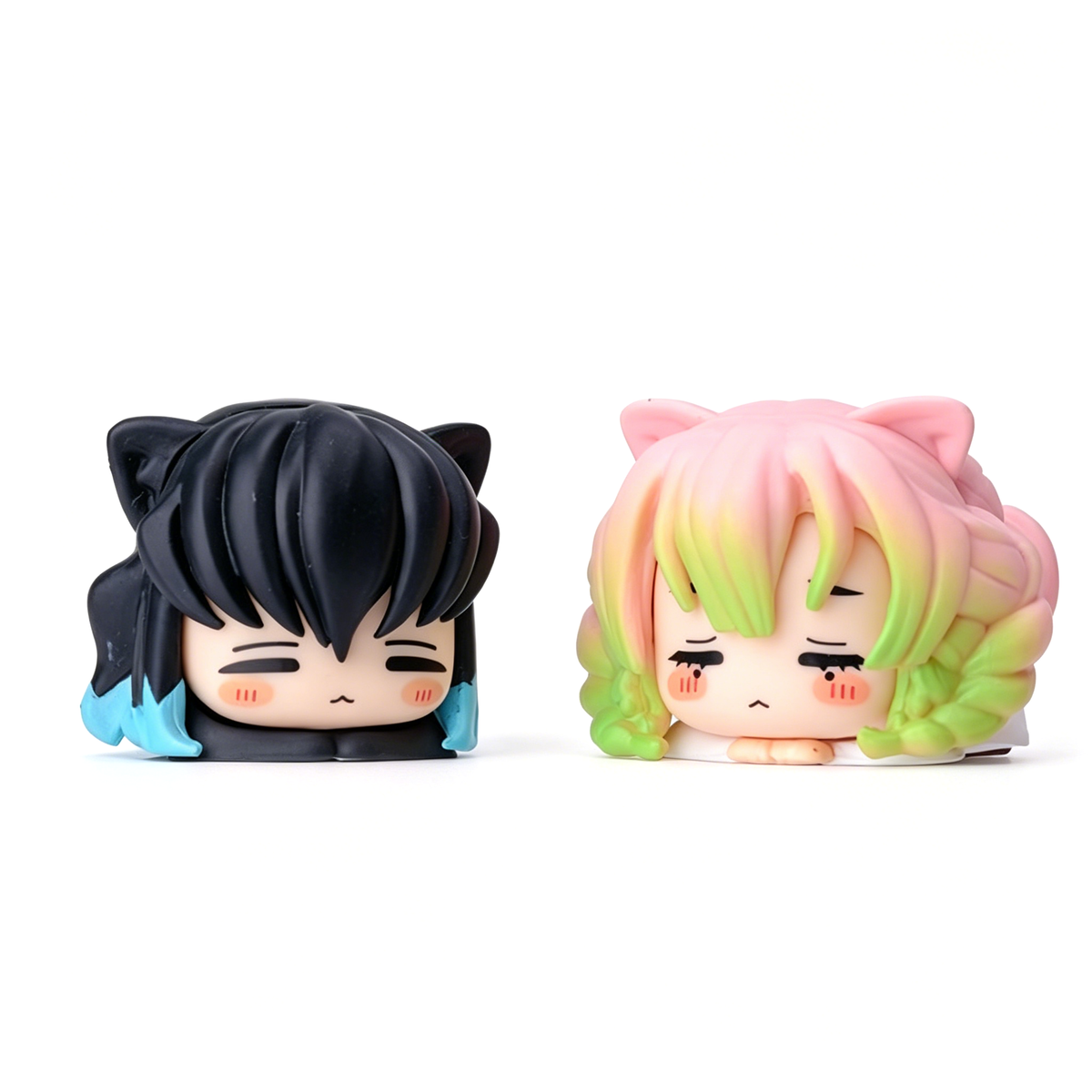 Demon Slayer Nezuko Tanjiro Cat Ear Chibi Figures, 6pcs Anime Sleeping Figurine Set