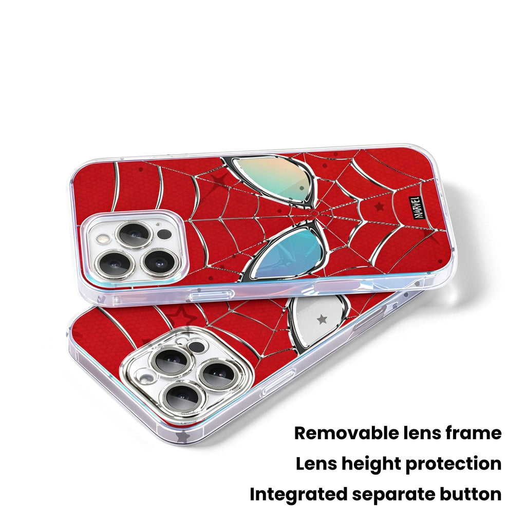 Marvel Spider‑Man Phone Case, 3‑In‑1 Removable Camera Lens Protector Cover, Four‑Corner Airbag Shockproof TPU Bumper, Spider Web Pattern Clear Protective Shell For Multiple Smartphone Models, Anti‑Drop Daily Use Mobile Phone Case