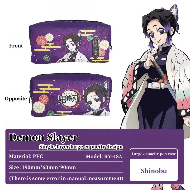 Demon Slayer Tanjiro Nezuko Anime Pencil Case, Large Capacity PVC Pen Bag for Students