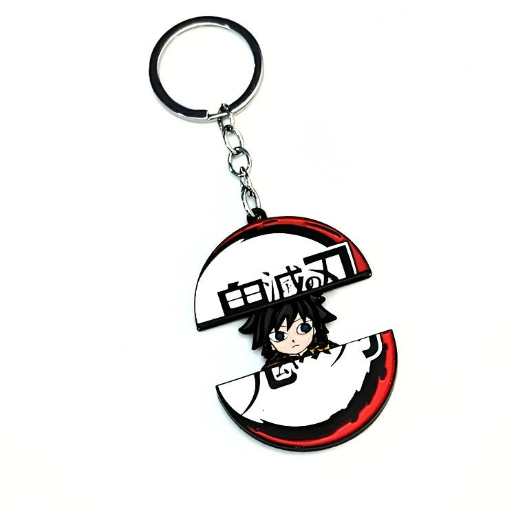 Demon Slayer Tanjiro Nezuko Pull‑Out Keychain, Cute Retractable Split Design Anime Character Metal Key Ring