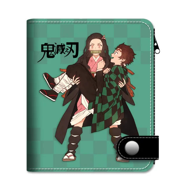 Demon Slayer Tanjiro Nezuko Anime Wallet, PU Leather Short Bifold Wallet for Fans